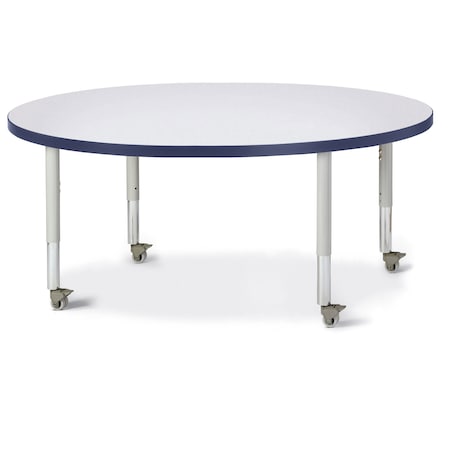 Jonti-Craft Berries Round Activity Table, 48 in. Diameter, Mobile, Freckled Gray/Navy/Gray 6433JCM112
